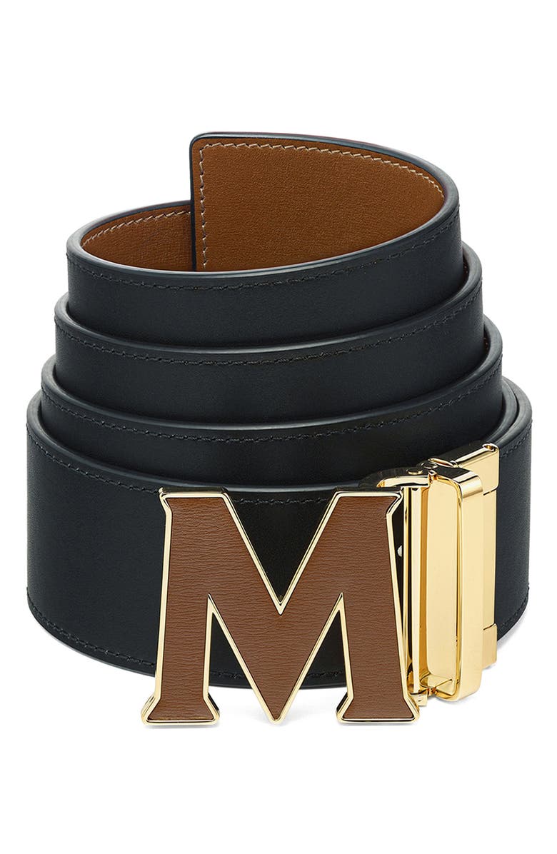 MCM Claus Reversible Leather Belt, Alternate, color,
