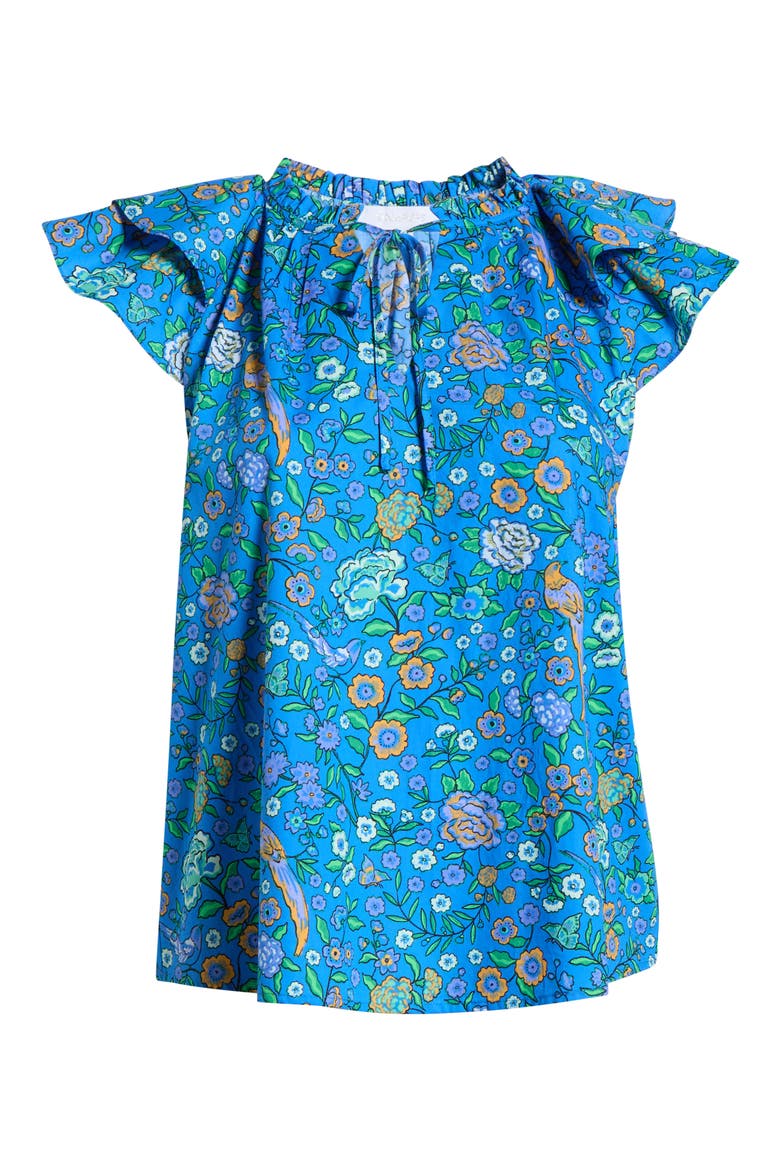 Floral Ruffle Cap Sleeve Top, Alternate, color, BLUE-GREENS