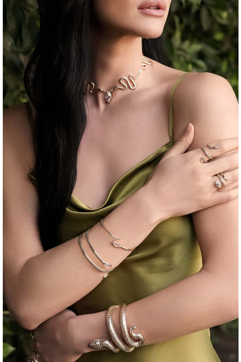 Serpent Wrap Cuff Bracelet, Alternate, color, GOLD
