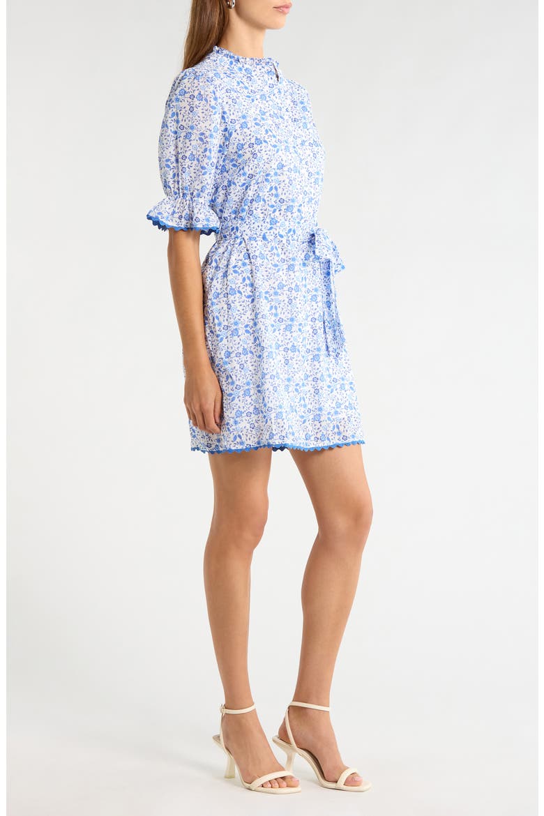 Maisie Miana Ditsy Floral Button-Up Shirtdress, Alternate, color, WHITE-BLUE-COMBO