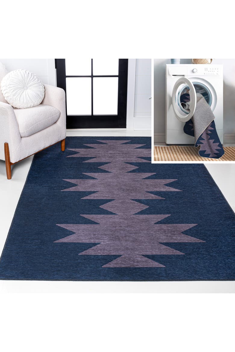 Chayton Minimalist Geometric Machine-Washable Area Rug, Main, color, Midnight Plum