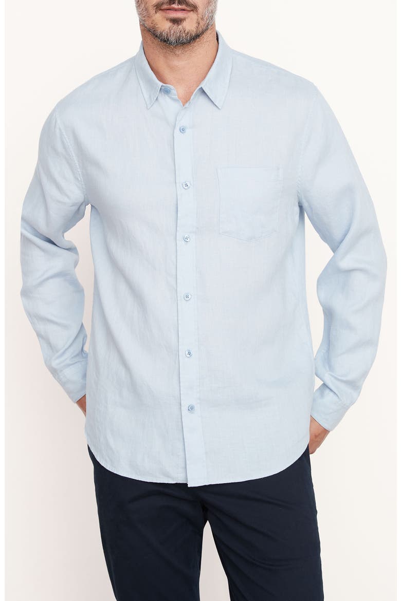 Linen Button-Up Shirt, Main, color, OXFORD BLUE