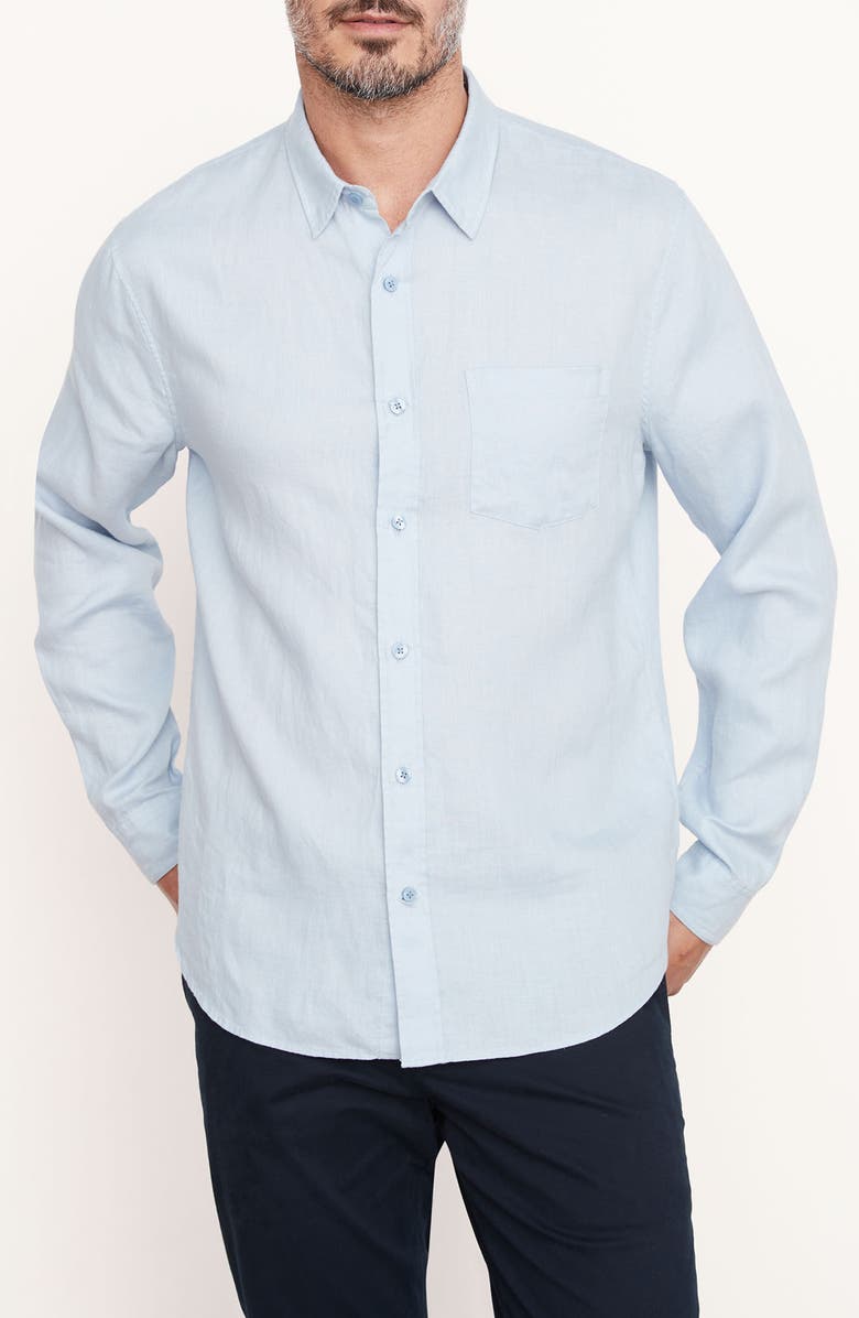 Vince Linen Button-Up Shirt, Main, color, Oxford Blue