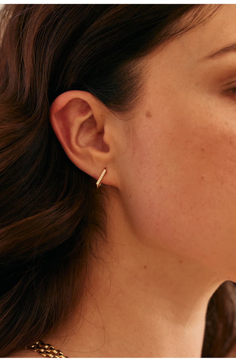 Brook and York Nori Cubic Zirconia Squared Hoop Earrings, Alternate, color, Gold