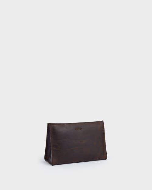 Osprey London The Carter Leather Washbag In Brown