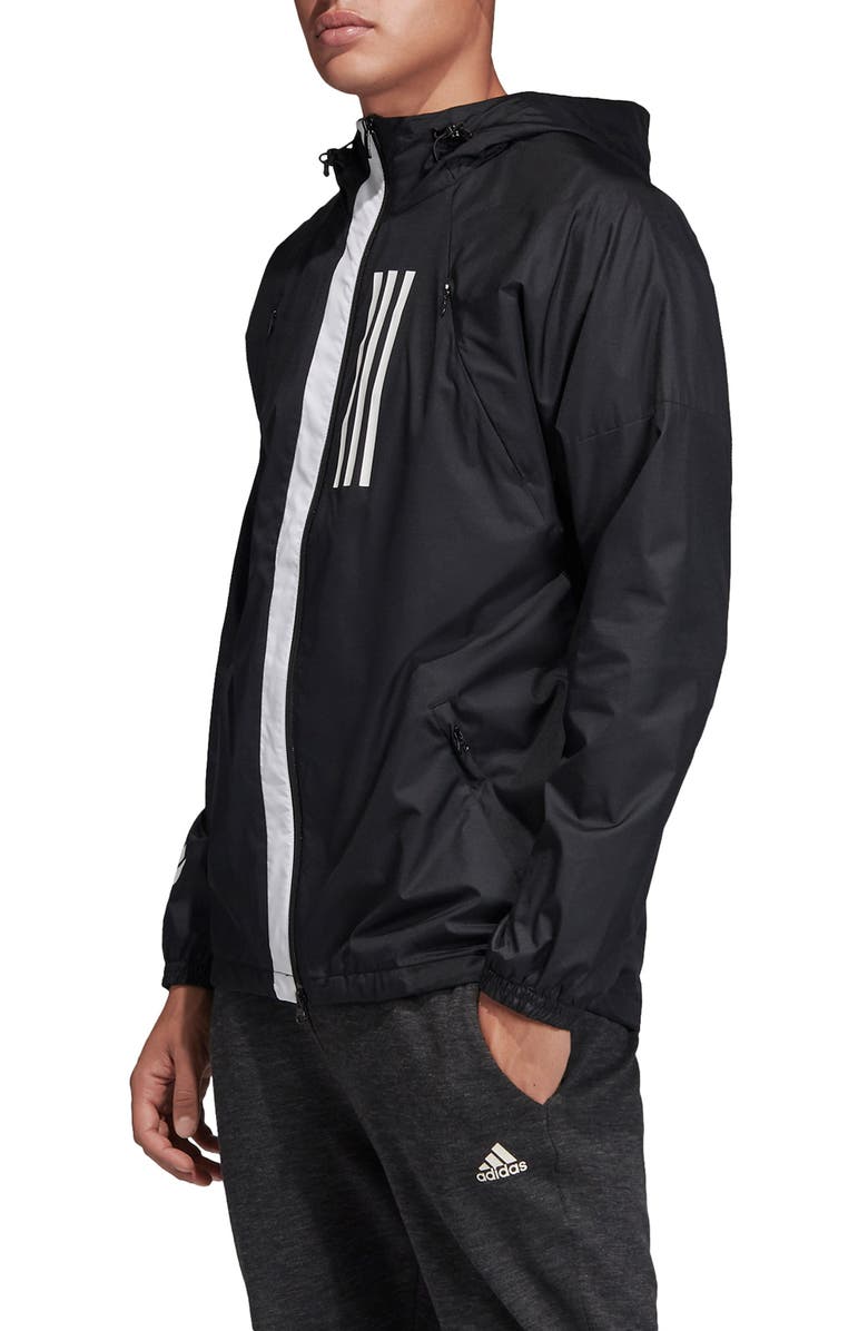 adidas Water Repellent Hooded Windbreaker, Alternate, color, 