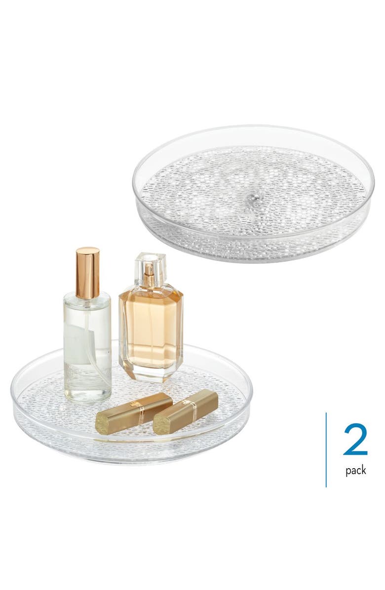 iDesign 9-Inch Plastic Lazy Susan Organizer for Bathroom - Set of 2 - Clear, Alternate, color, Clear