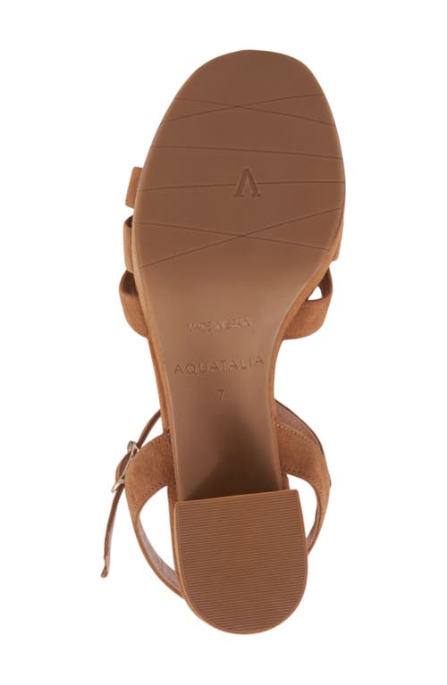 Aquatalia Micah Block Heel Quarter Strap Suede Sandal In Caffe