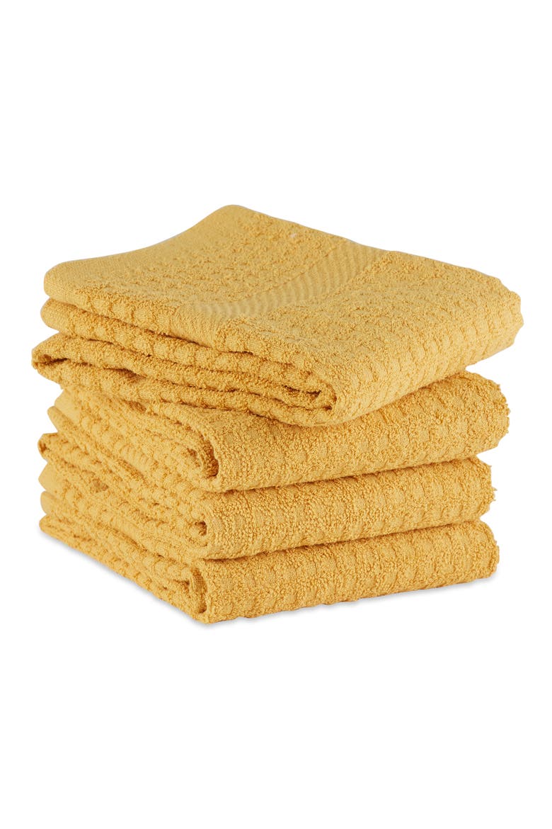 Waffle Terry Dishtowel Set/4, Alternate, color, Mustard