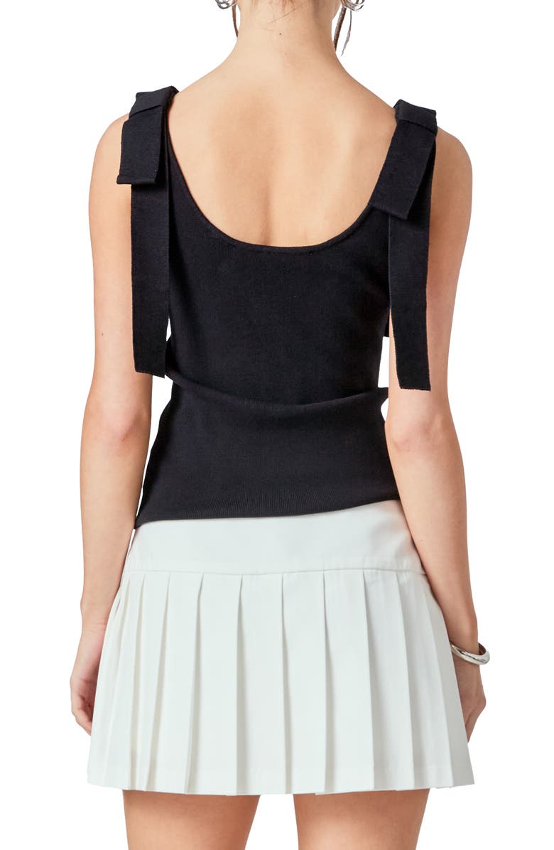 Endless Rose Bow Strap Rib Tank, Alternate, color, Black