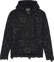 Cult of Individuality Signature Lace Overlay French Terry Pullover Hoodie