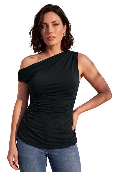 Plus Size Smoothing Convertible Off The Shoulder Ruched Top (plus)
