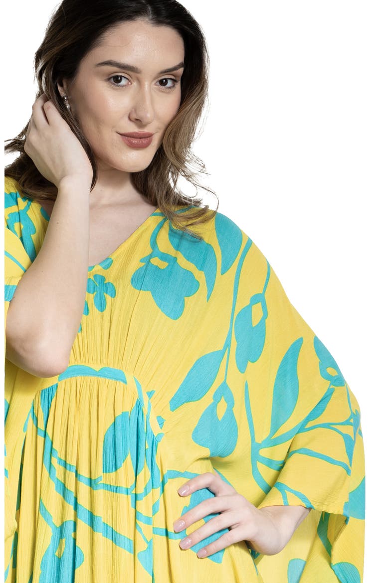 Floral Print Cover-Up Kaftan, Alternate, color, YELLOW