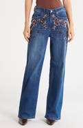 Sam Edelman Jewel Embellished High Waist Wide Leg Jeans