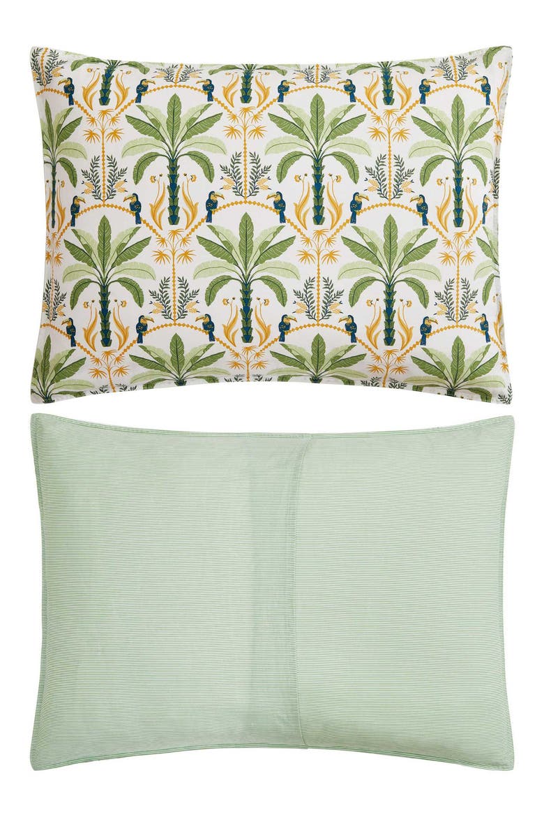 Mystic Palms Reversible Cotton Comforter & Sham Set, Alternate, color, LIGHT / MEDIUM GREEN