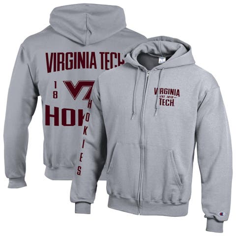 Men's Champion  Heather Gray Virginia Tech Hokies Varsity Powerblend Full-Zip Fleece Hoodie