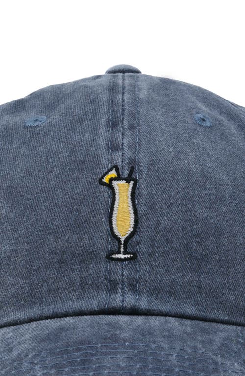 Dalix Pina Colada Embroidered Dad Cap In Washed Navy Blue