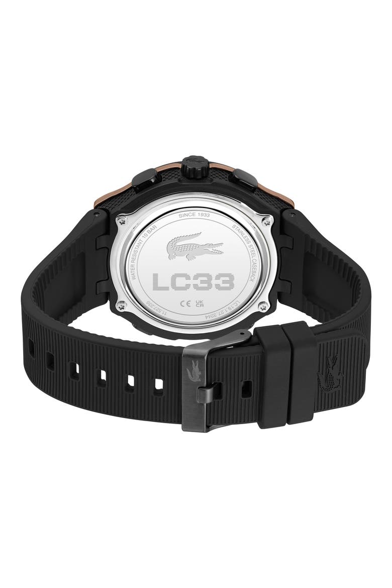 LC33 Analog-Digital Silicone Strap Watch, 44.8mm, Alternate, color, BLACK/ ROSE GOLD