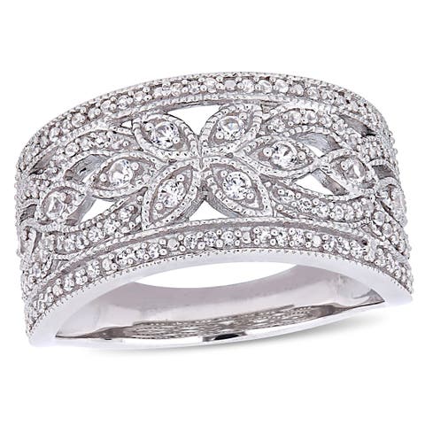 Created White Sapphire Filigree Ring
