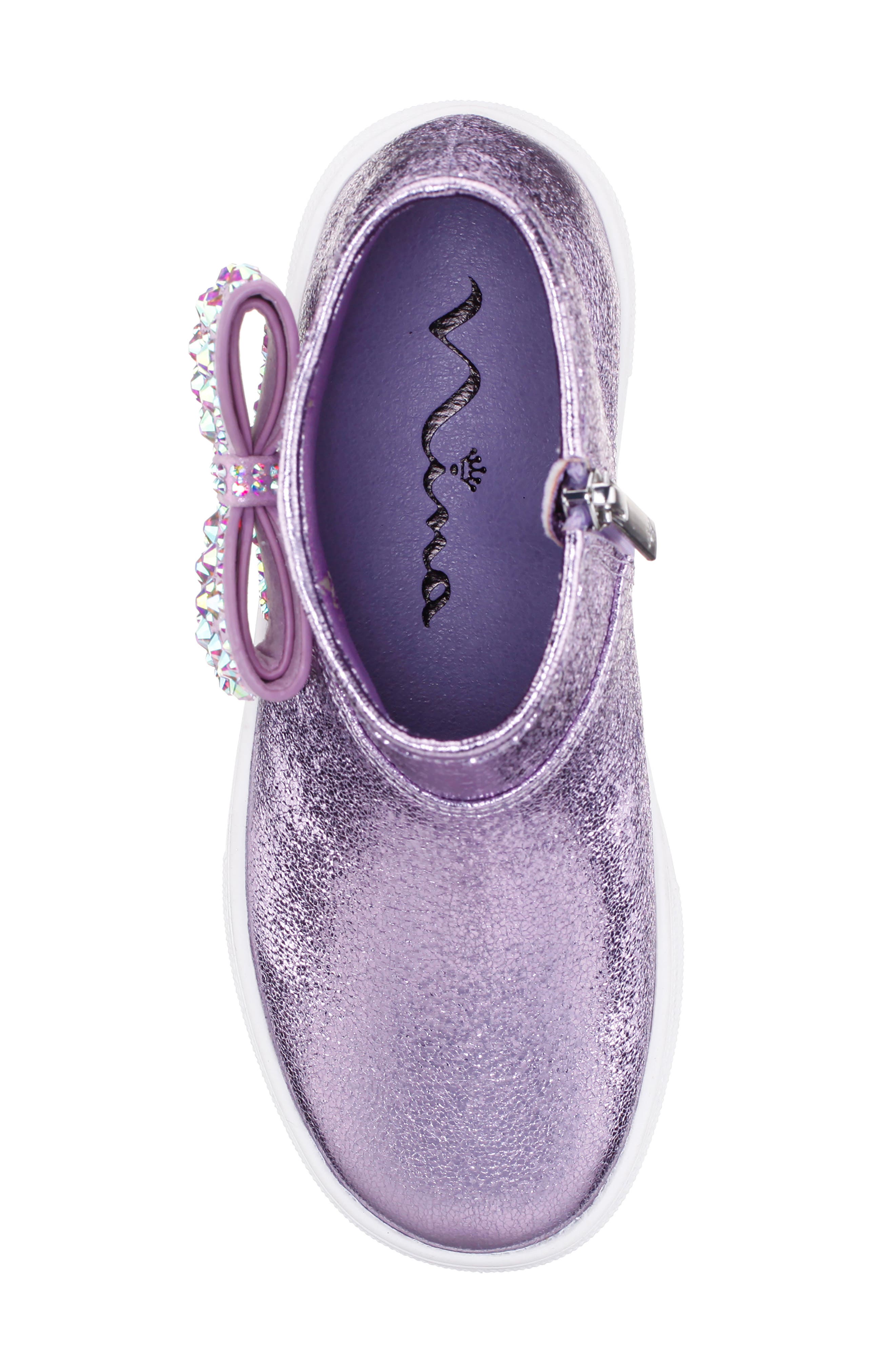 Nina Kids' Gwenny Sneaker, Alternate, color, Light Purple Crackle Metallic