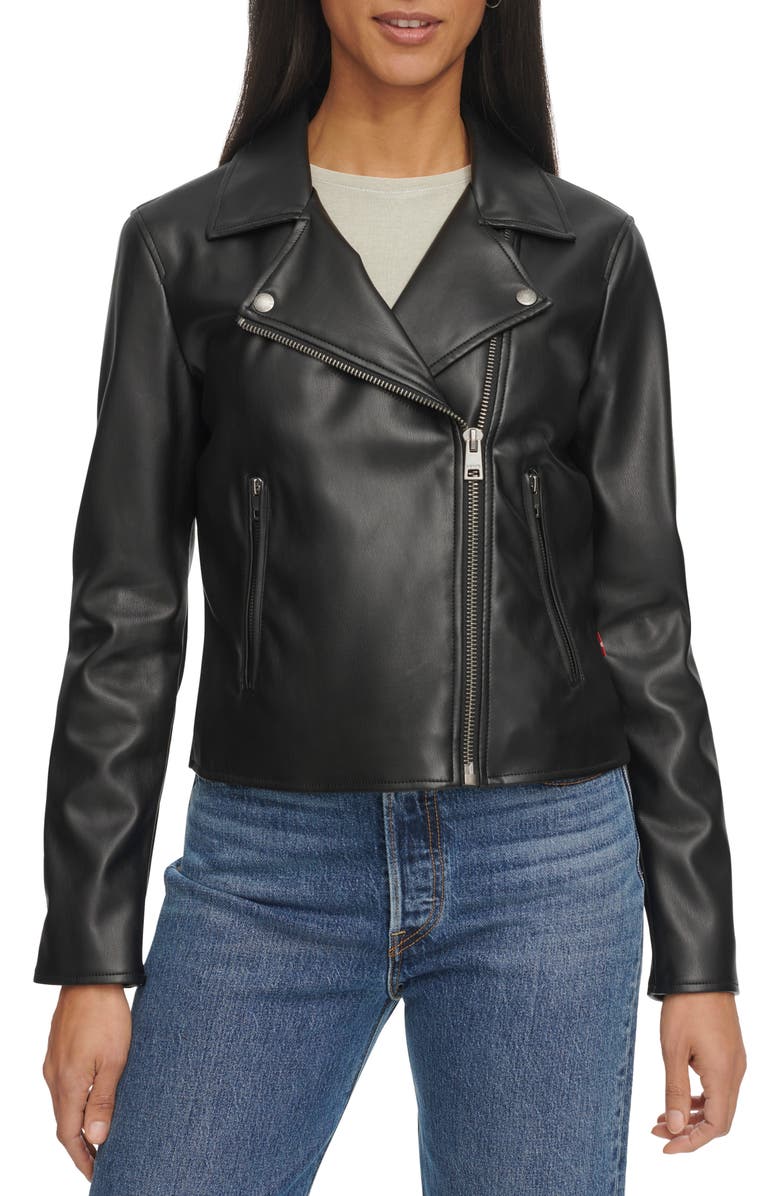 Levi's<sup>®</sup> Shrunken Faux Leather Moto Jacket, Main, color,