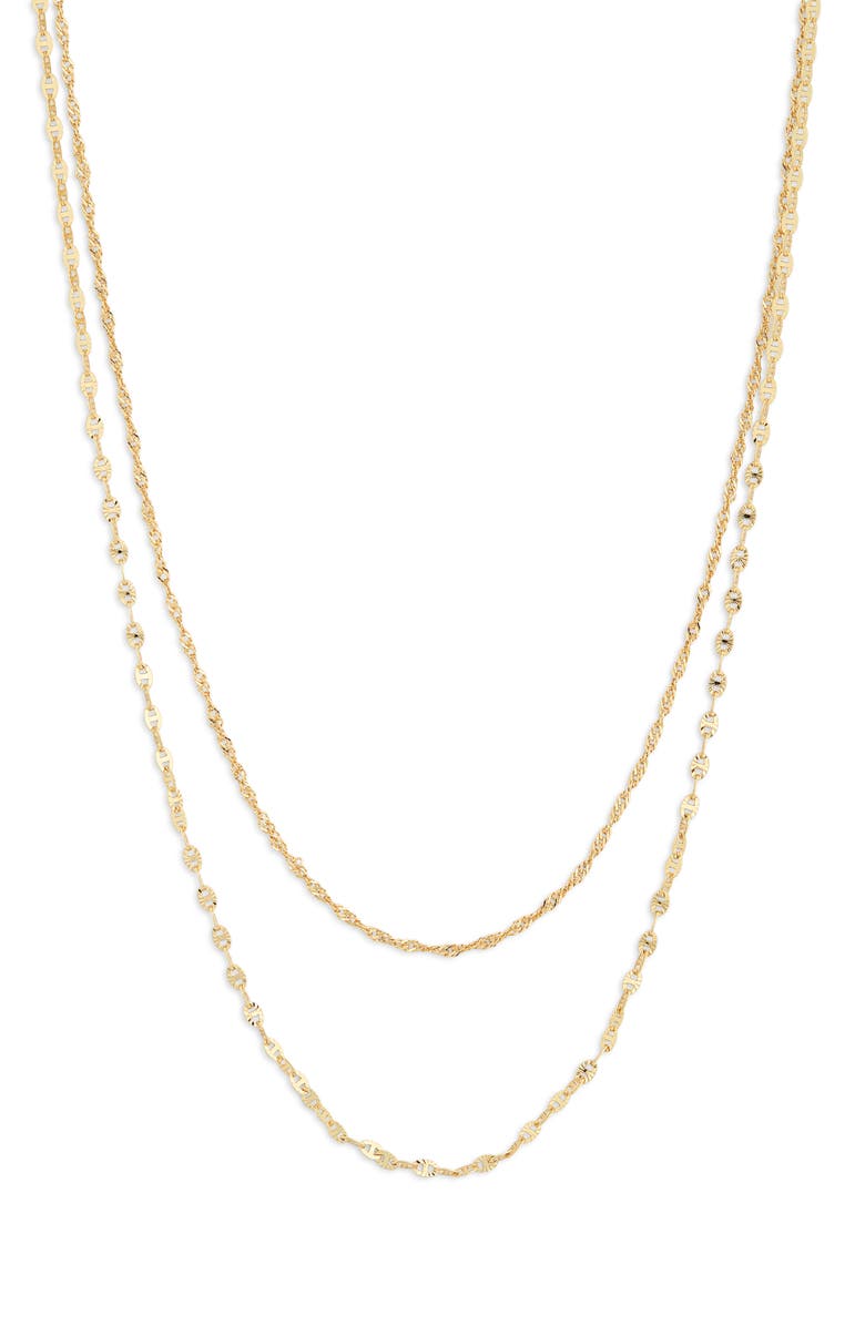 Argento Vivo Sterling Silver Mariner & Singapore Mixed Chain Layered Necklace, Alternate, color, Gold