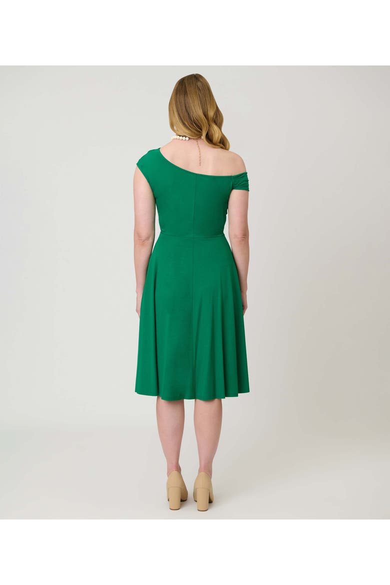 Asymmetrical Neck Swing Dress, Alternate, color, Green Solid