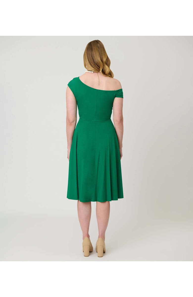 Unique Vintage Asymmetrical Neck Swing Dress, Alternate, color, Green Solid