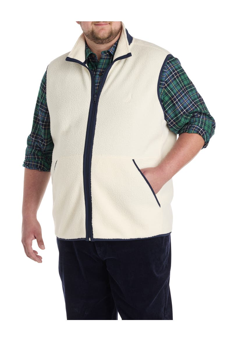 Big & Tall Mixed Media Vest, Main, color, NATURAL