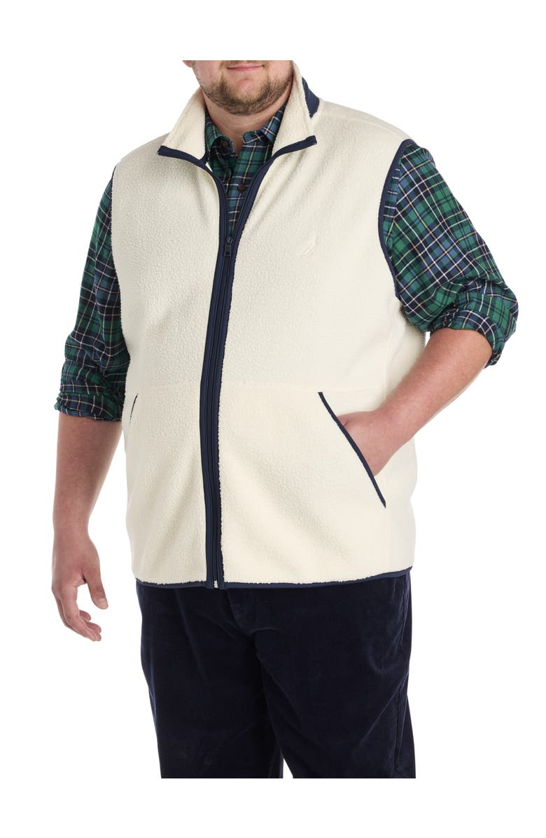 Nautica Big & Tall Mixed Media Vest, Main, color, Natural