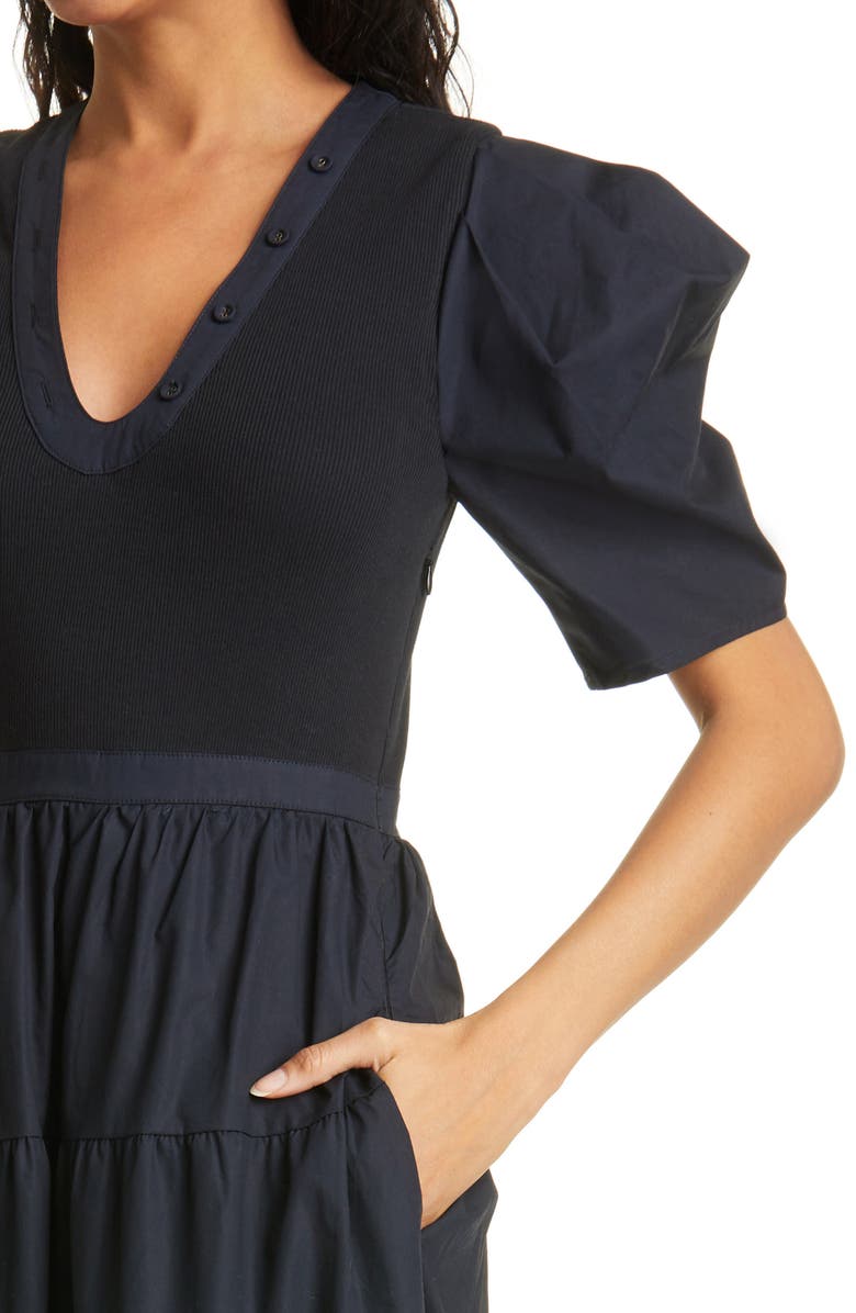 Ulla Johnson Rory Mixed Media Cotton A-Line Dress, Alternate, color, 