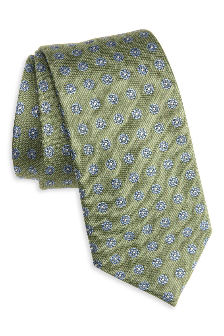 Neat Silk Tie, Main, color, SAGE