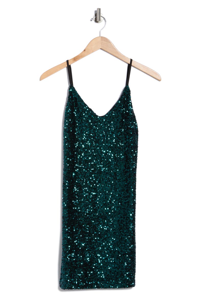 Sequin Minidress, Alternate, color, GREEN SEQUINS