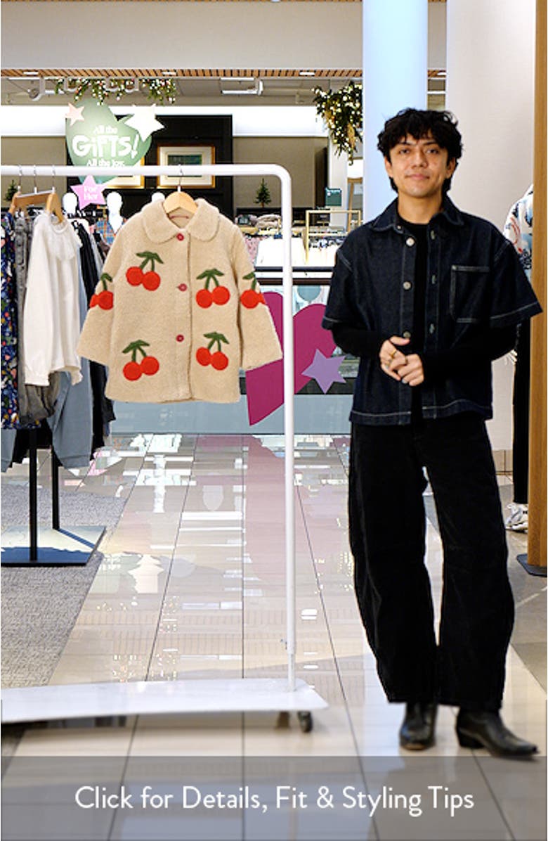 Kids' Cherry Appliqué Fleece Button-Up Coat, sales video thumbnail