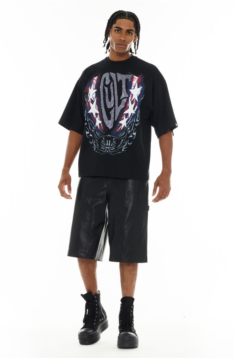 Cult of Individuality Oversize Cotton Graphic T-Shirt, Alternate, color, Black