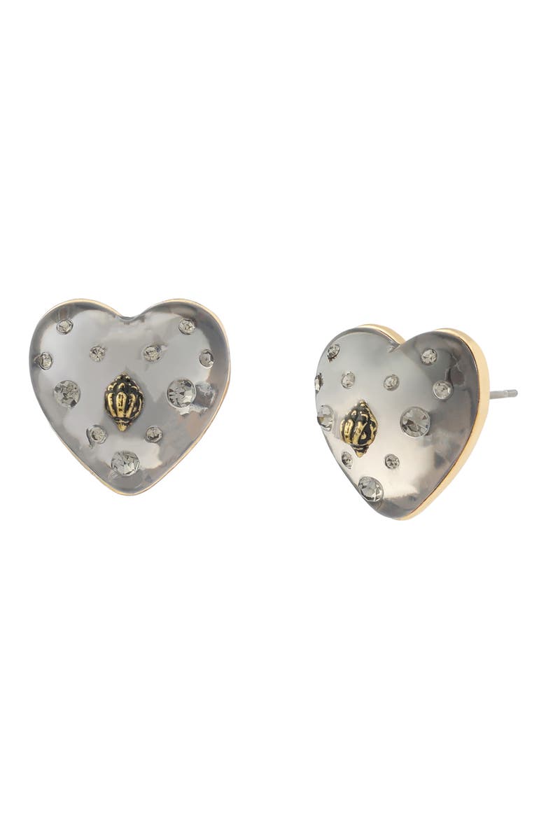 Resin Heart Stud Earrings, Main, color, BLACK SMOKE