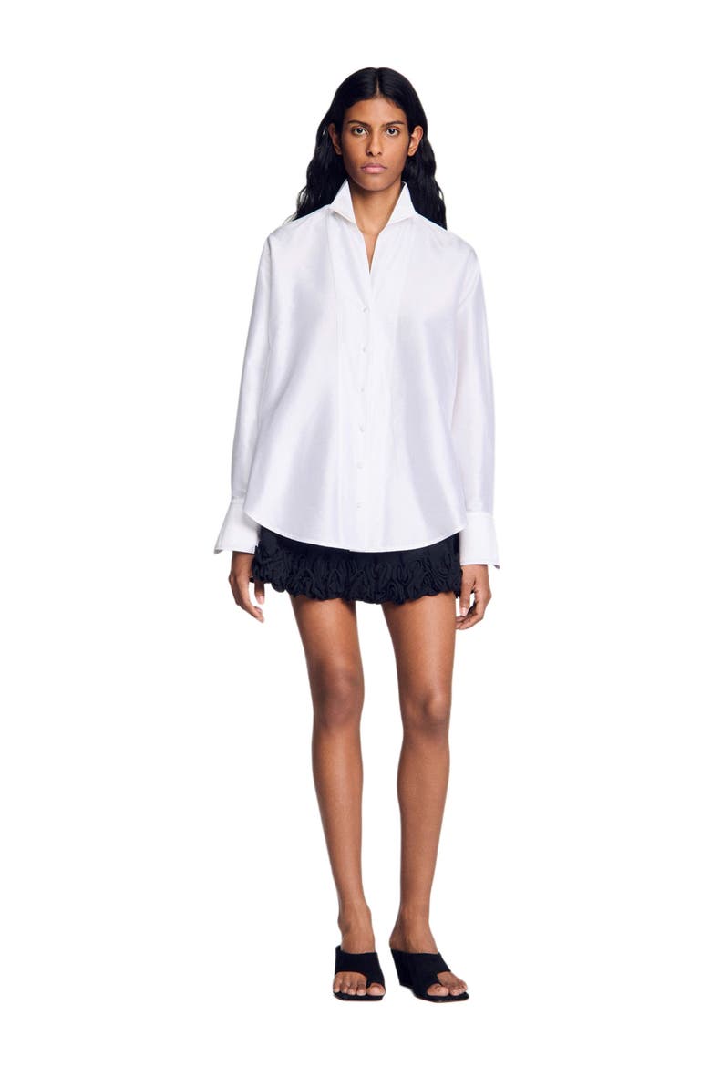 Oversized silk satin shirt, Alternate, color, White