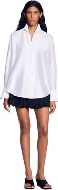 SANDRO Oversized Silk Satin Shirt