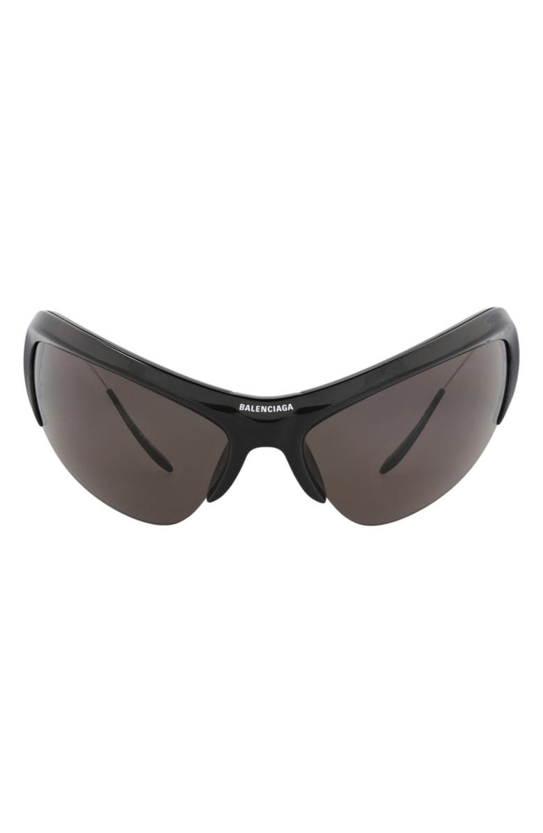 Balenciaga 91mm Shield Sunglasses, Main, color, Black Silver Grey