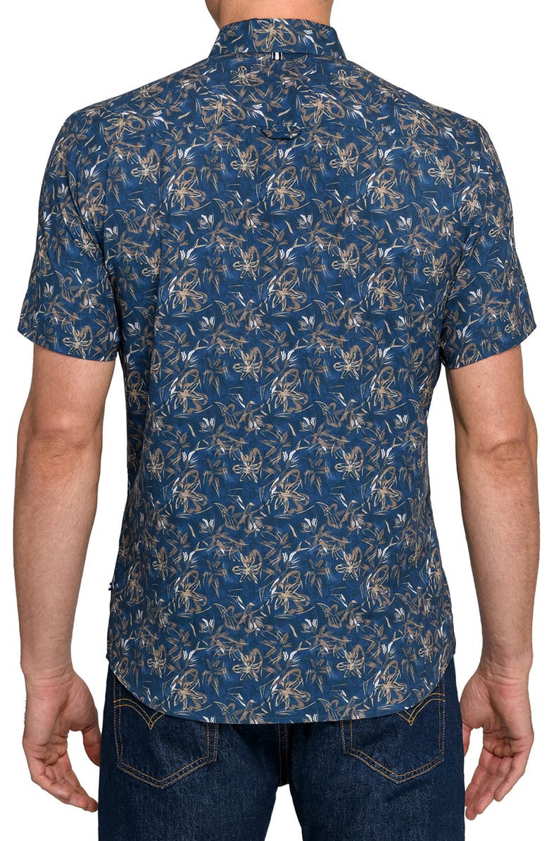 Brooklyn Brigade Abstract Woven Short Sleeve Basic, Alternate, color, Navy