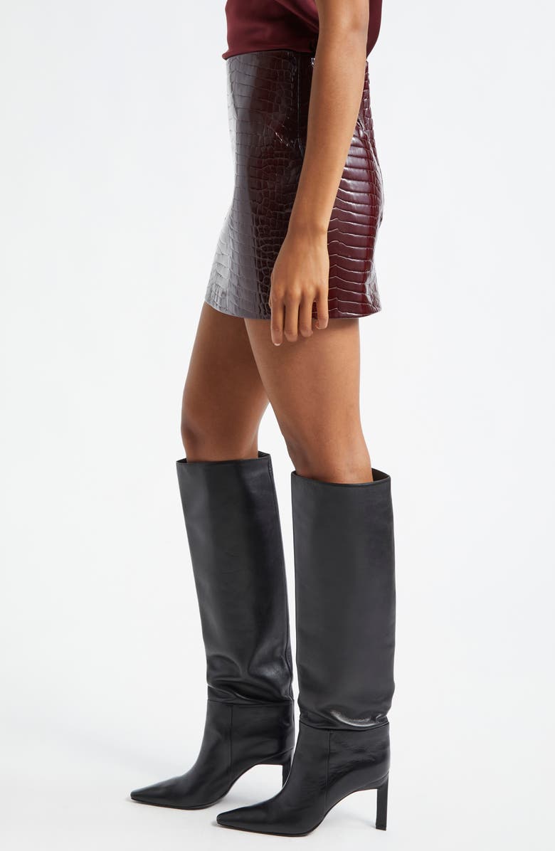 L'AGENCE Gerard Croc Embossed Faux Leather Miniskirt, Alternate, color, Dark Port Croc