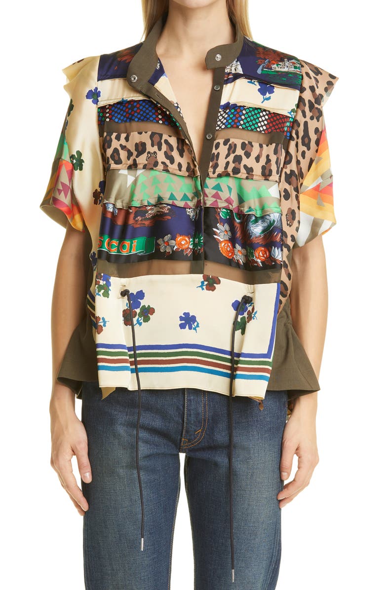 Sacai Hank Willis Thomas Archive Patchwork Shirt, Main, color,