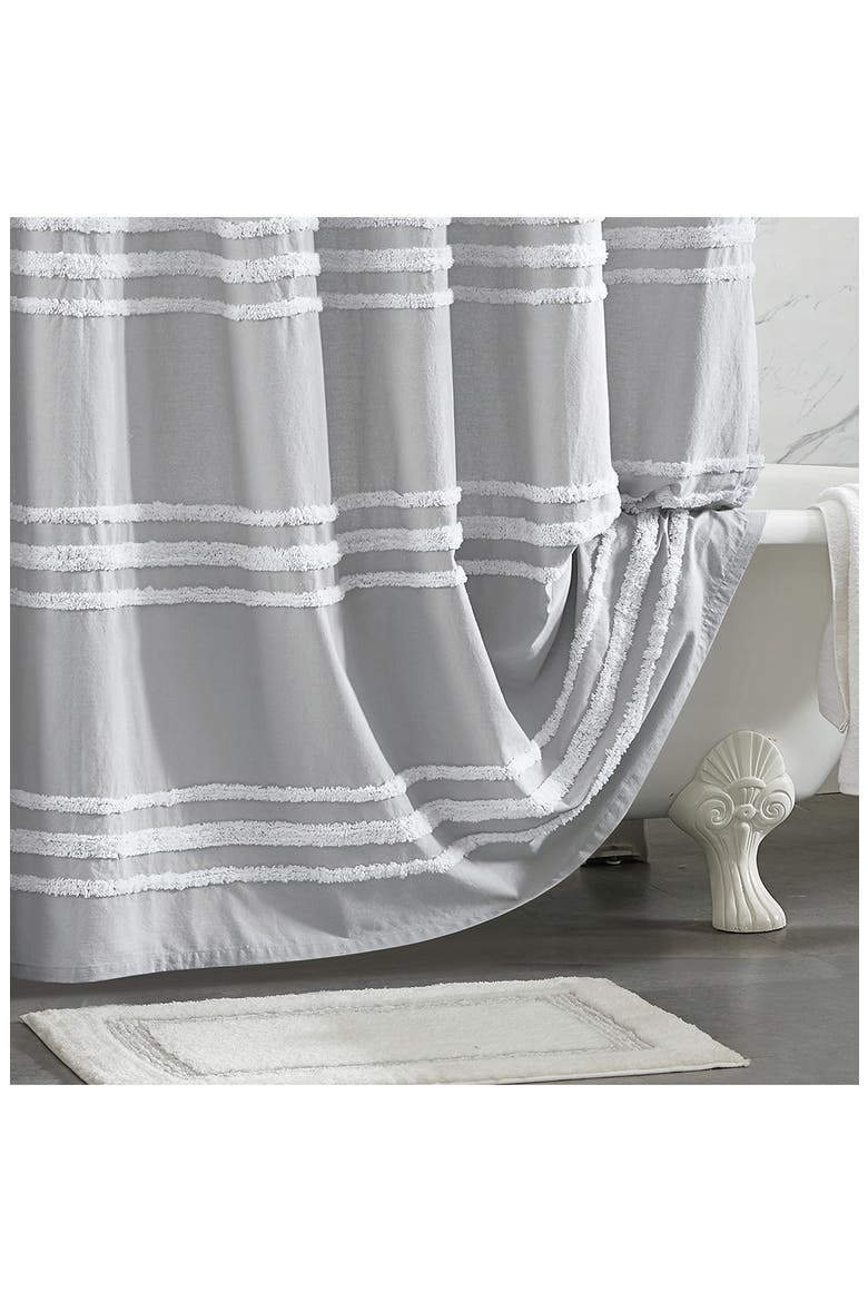 Chenille Stripe Shower Curtain, Alternate, color, GREY