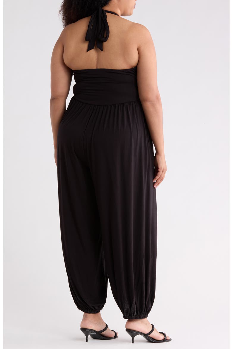 Cowl Neck Halter Jumpsuit, Alternate, color, BLACK