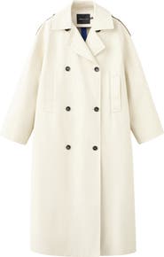 MANGO Cotton Blend Trench Coat