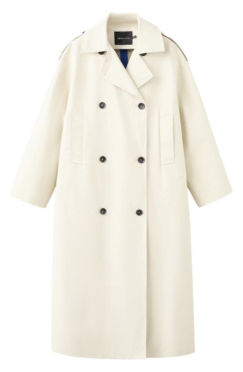 Mango Cotton Blend Trench Coat In White