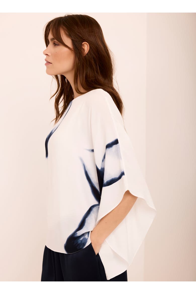 Print Batwing Top, Alternate, color, Navy