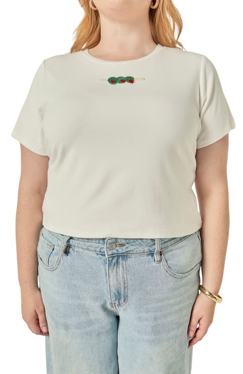 Olive Beaded Baby Tee