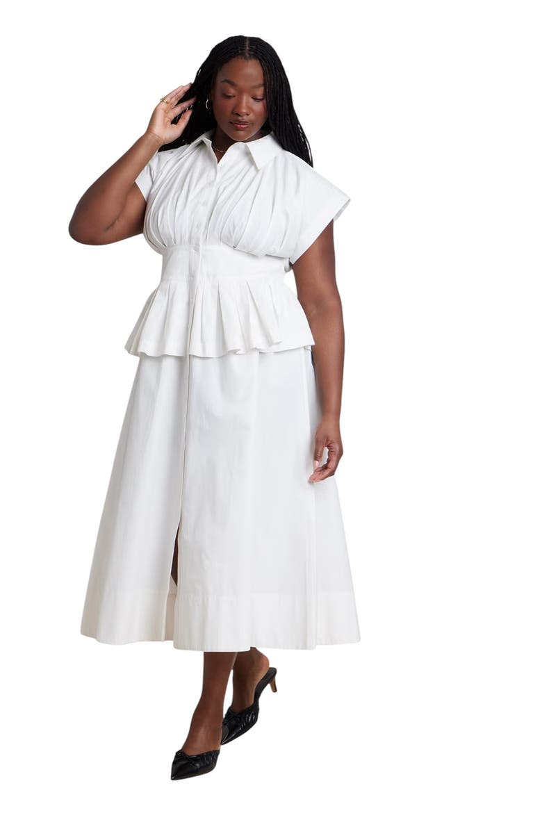 Peplum Poplin Shirt Dress, Main, color, JET STREAM