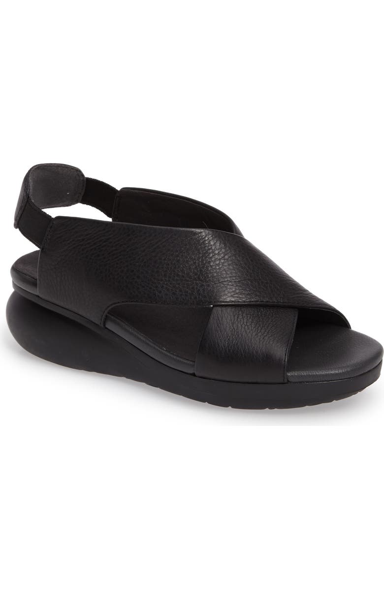 Camper Balloon Slingback Wedge Sandal, Main, color, Black Leather